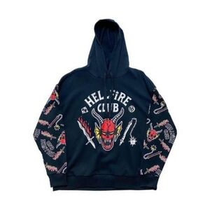 Netflix Stranger Things Hellfire Club Black Womens Hoodie Large